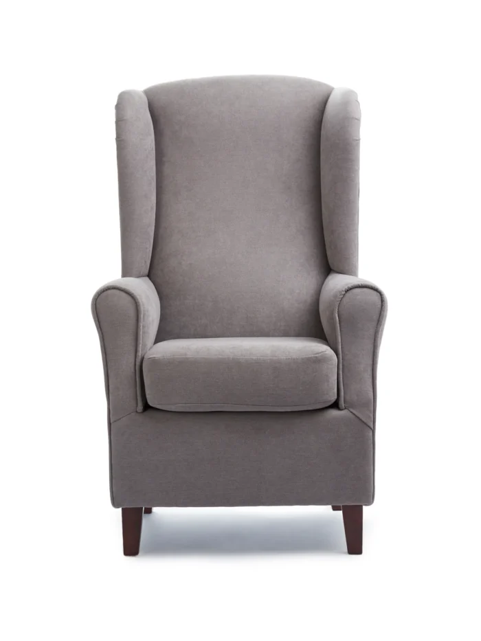 sillón alto cómodo gris