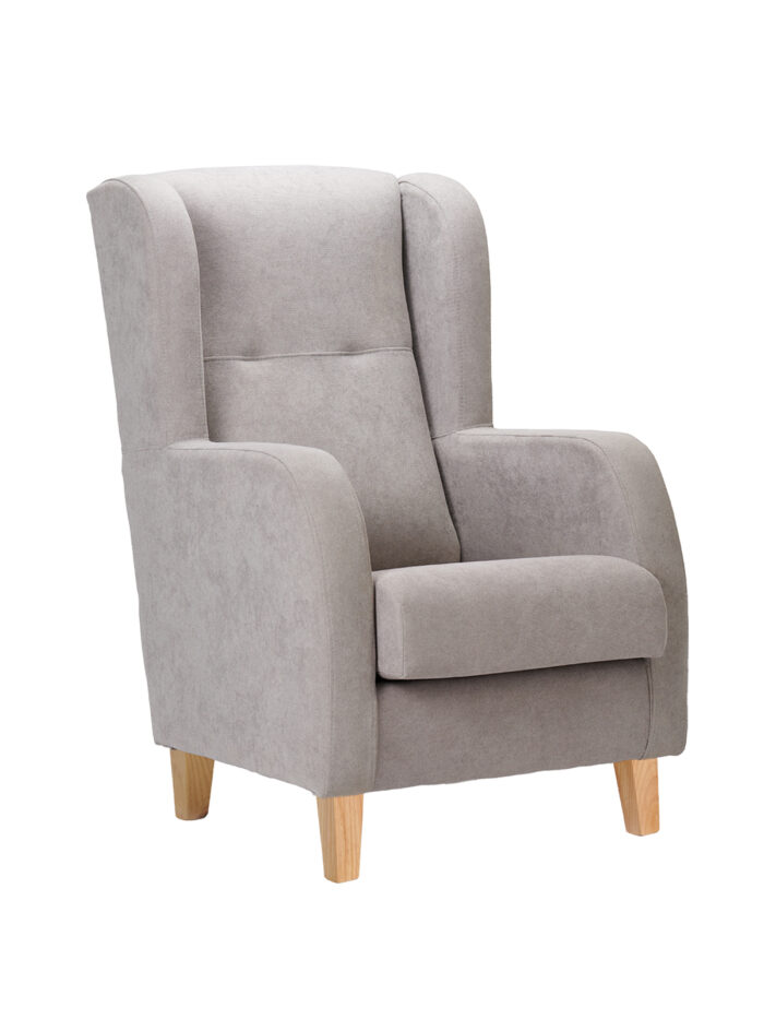 sillón individual estrecho gris