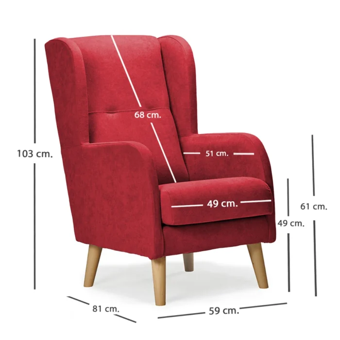 medidas sillon nordico dakota granate