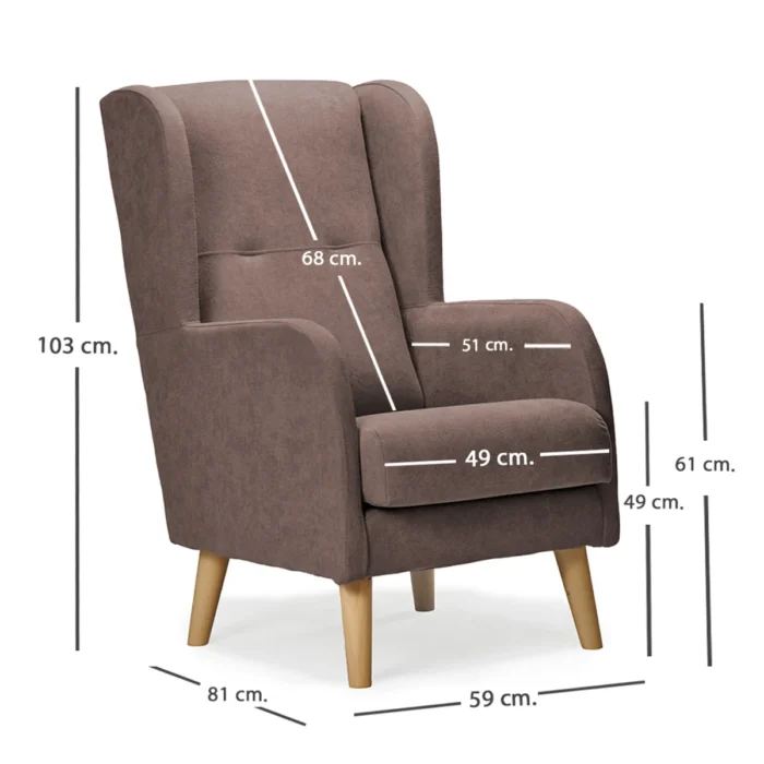 medidas sillon nordico dakota marron