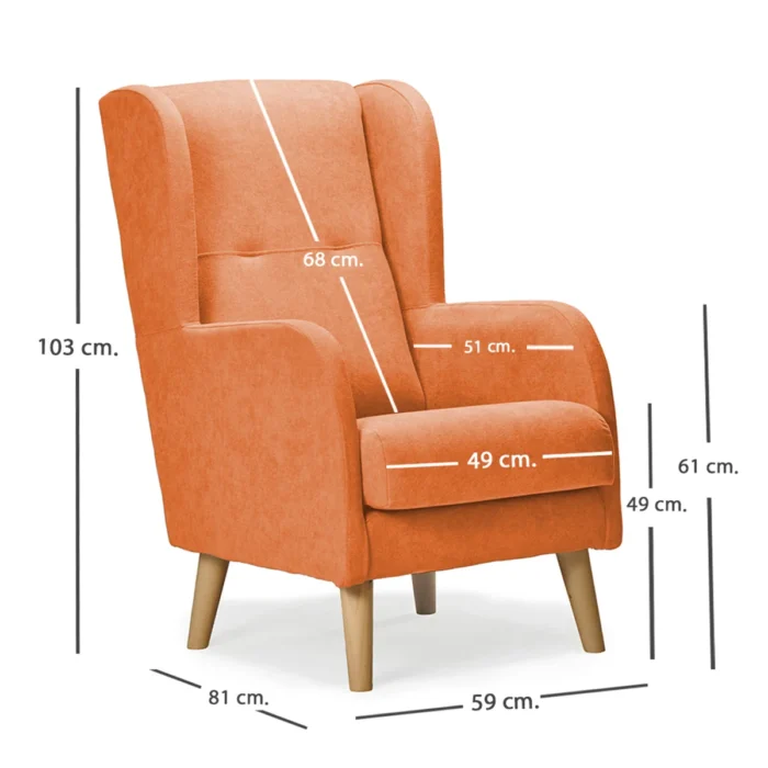 medidas sillon nordico dakota naranja