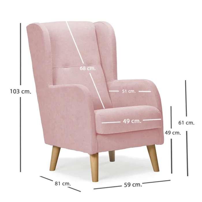 medidas sillon nordico dakota rosa