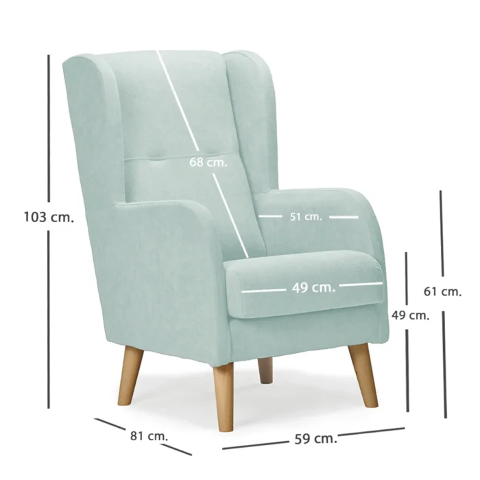 medidas sillon nordico dakota verde agua