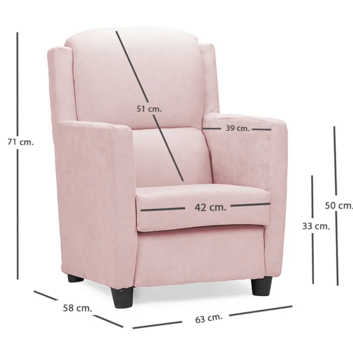 sillon infantil rosa medidas